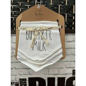 Rae Dunn White Self Expression Assorted Graphic Cotton Baby Bandana Bibs